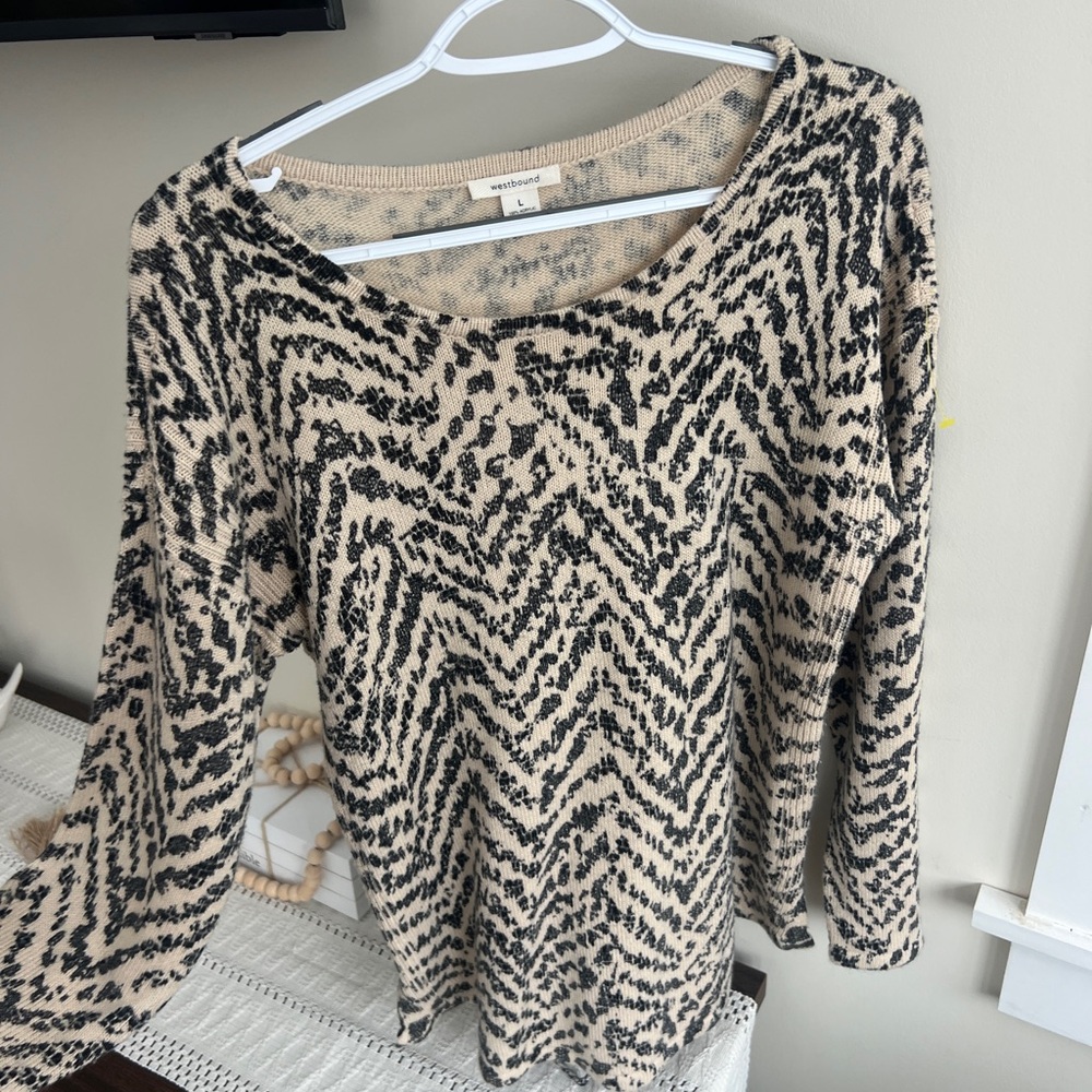 Westbound Tan and Black Patterned Sweater
